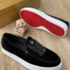 Louboutin Black Velvet Slip-Ons